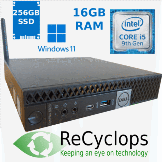 Dell Optiplex 5070 Micro MFF, i5 9th gen, 16GB RAM, 256GB NVME SSD, Windows 11 Wifi Desktop PC